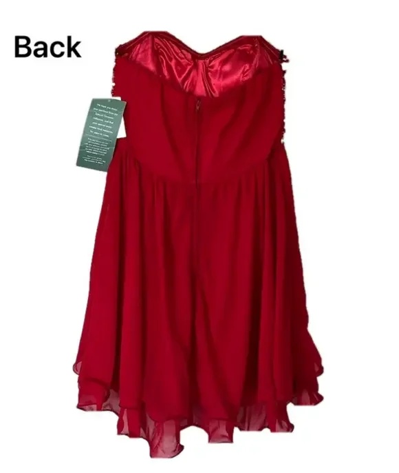 B Smart Red Strapless Babydoll Mini Dress Size 7 NWT Prom Homecoming Sparkle - Picture 6 of 12